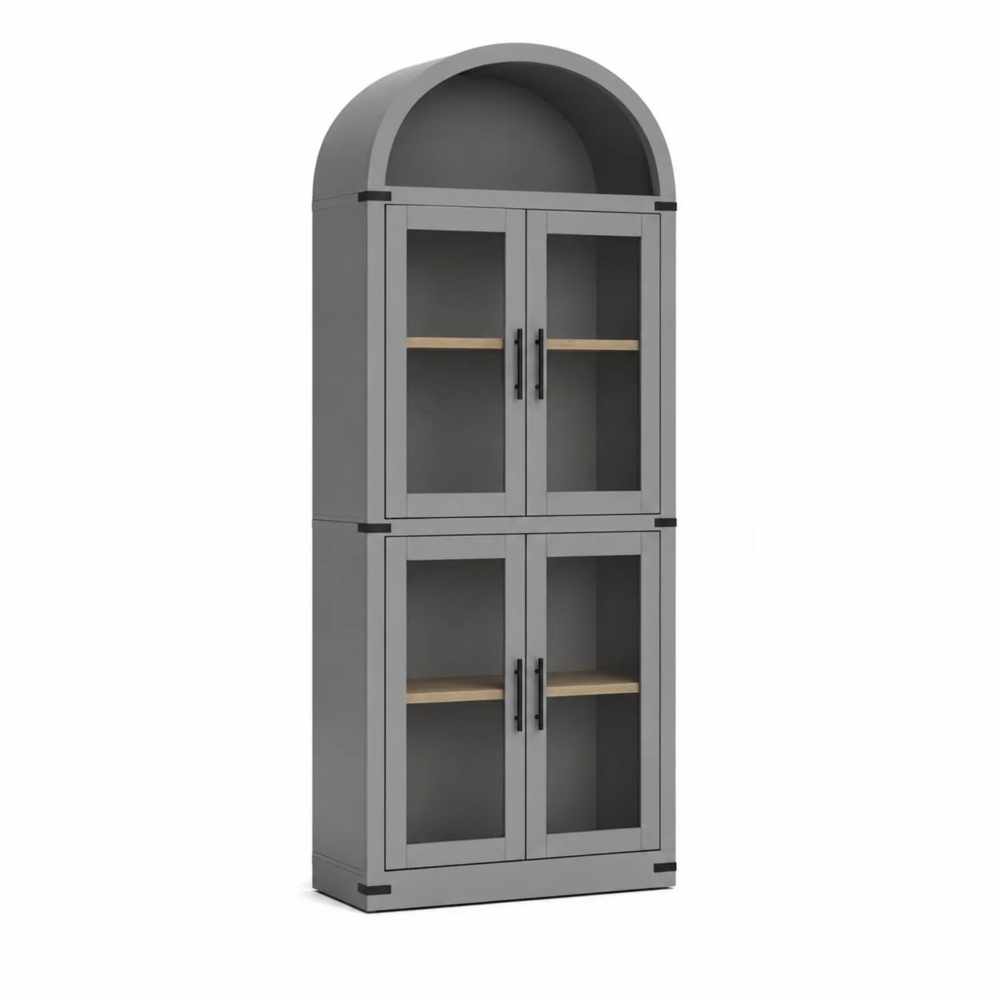 Estantería de oficina de MDF en Gris con puertas de vidrio templado 200x80x40 cm