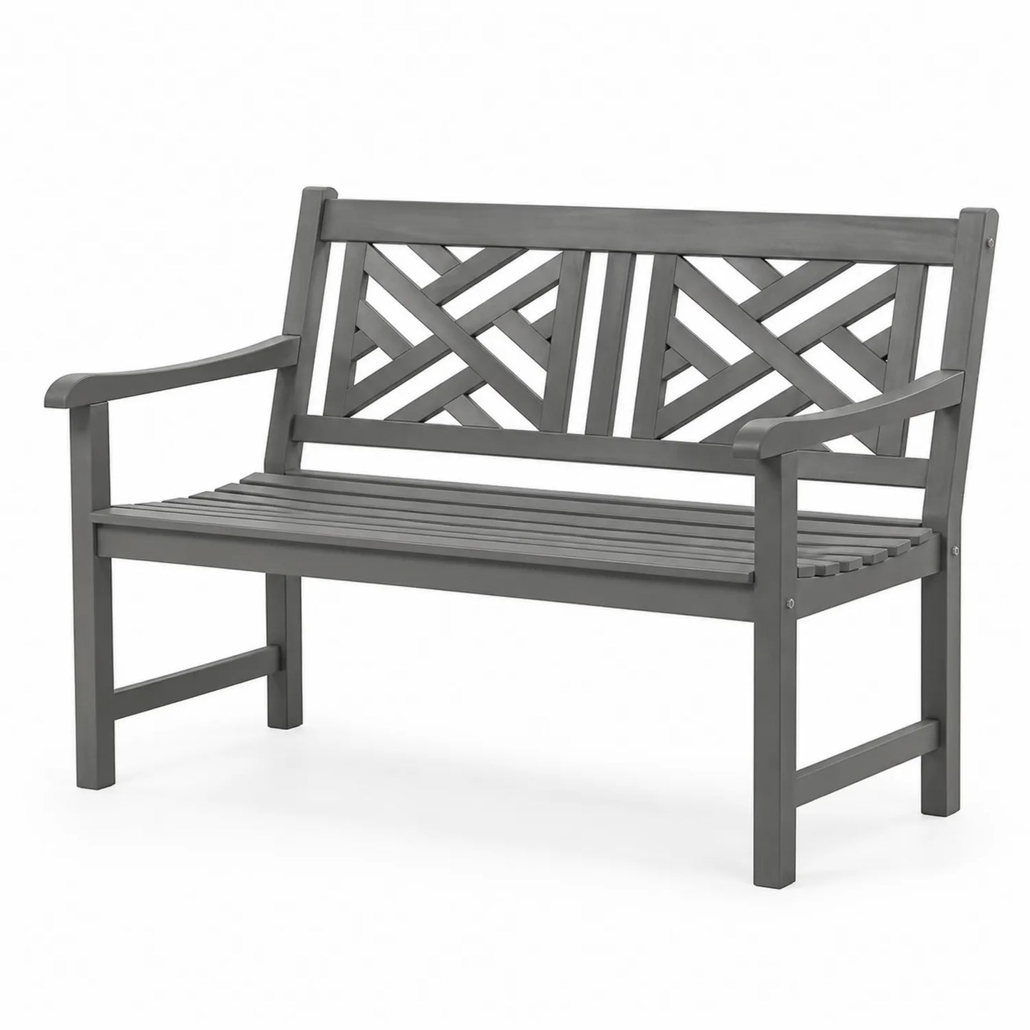 Banco de madera de acacia gris para exterior 120x60x85 cm