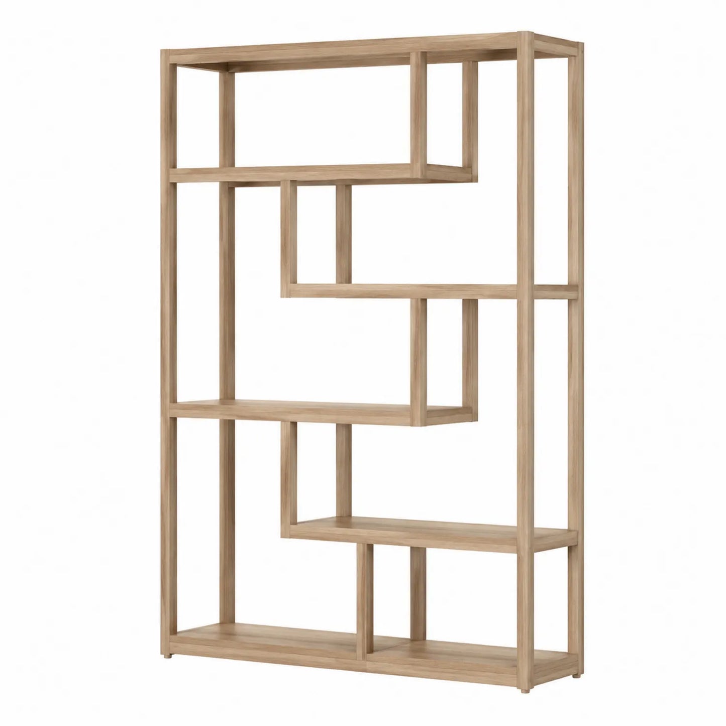 Estantería de madera con estantes geométricos abierta 180x120x30 cm