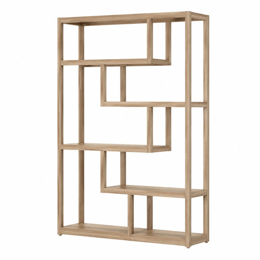 Estantería de madera con estantes geométricos abierta 180x120x30 cm