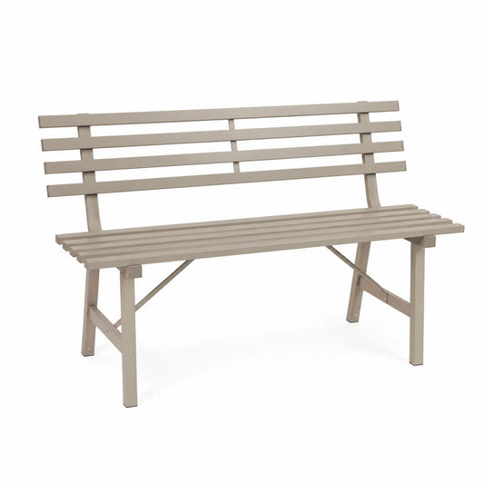 Banco de metal para exteriores beige 150x58x80 cm