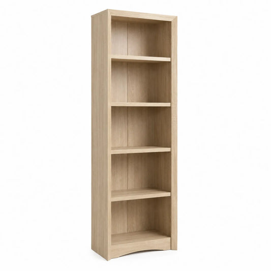 Estantería alta de madera chapada color Roble con 5 estantes