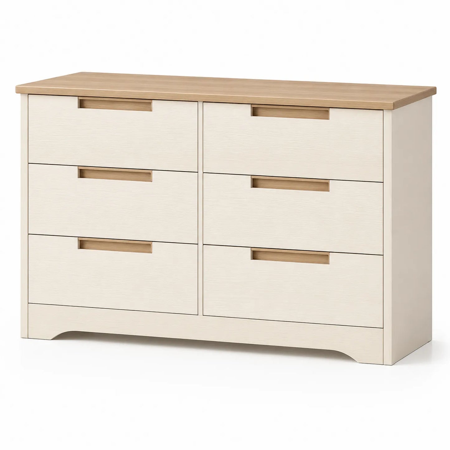 Cómoda de madera melamina con 6 cajones beige 120x80x40 cm