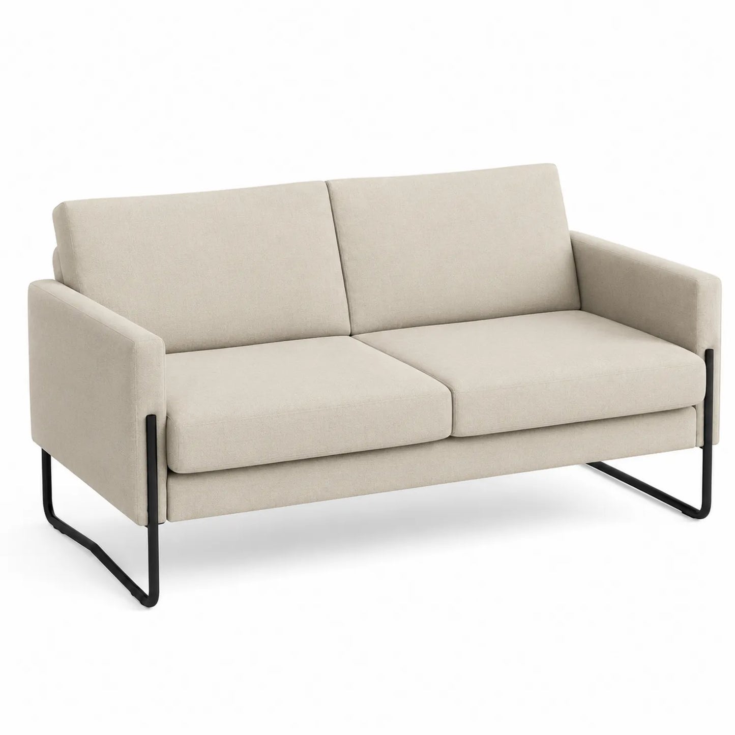 Sofá de dos plazas tela Beige estructura de metal 180x90x80 cm