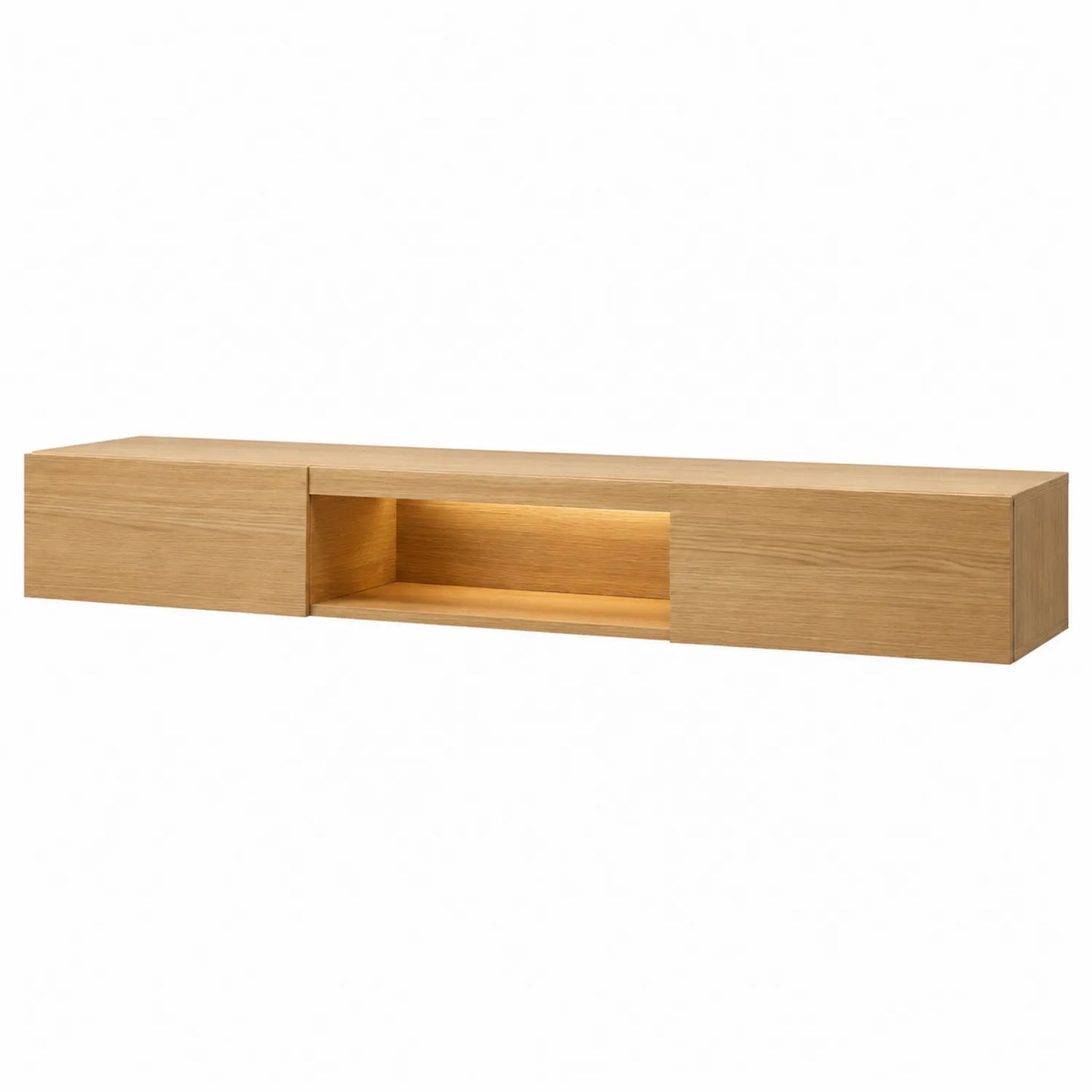 Mueble de TV de madera de roble con estante abierto
