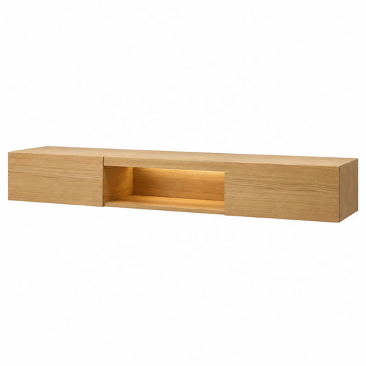Mueble de TV de madera de roble con estante abierto