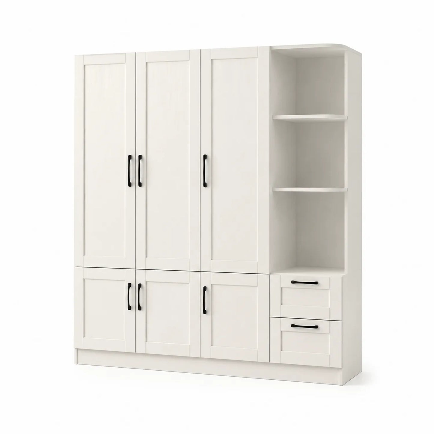 Armario Blanco de MDF con Puertas y Estantes