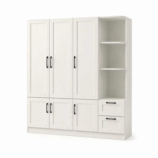 Armario Blanco de MDF con Puertas y Estantes