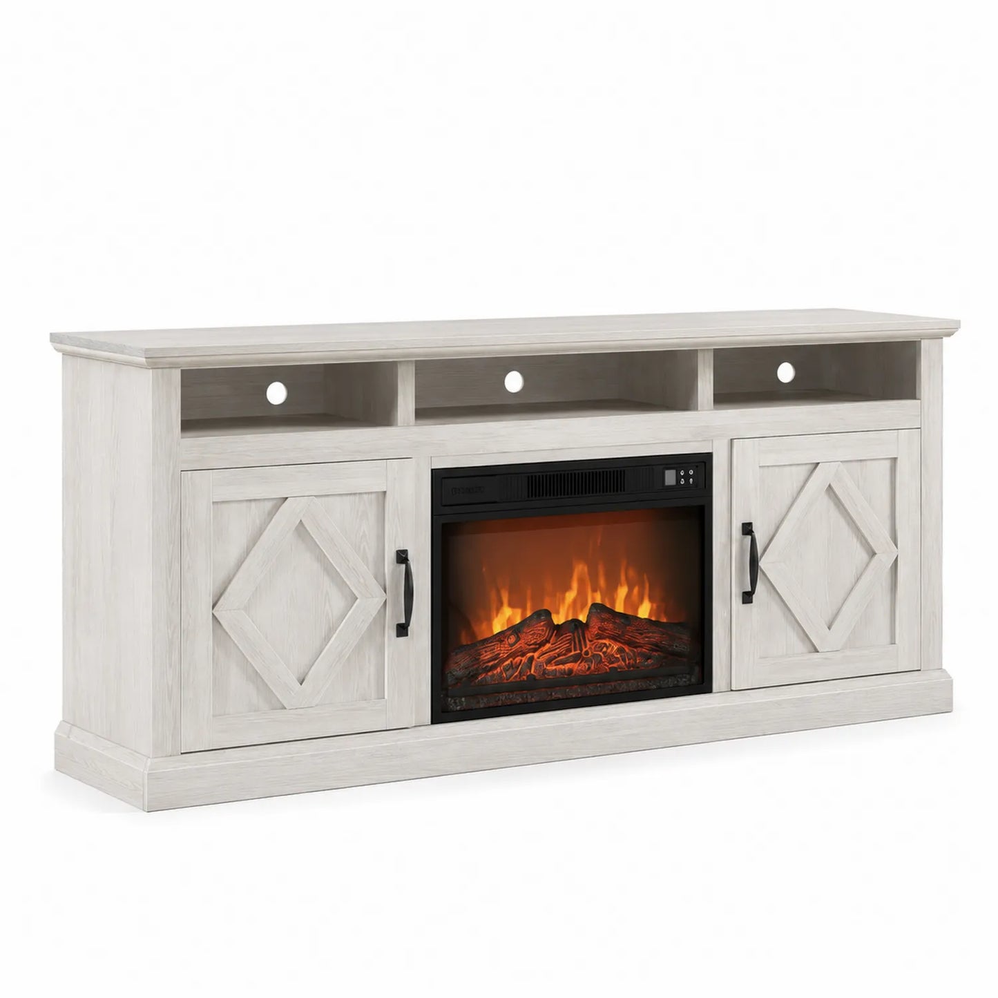 Mueble de TV con Chimenea Eléctrica MDF Blanco 152 cm